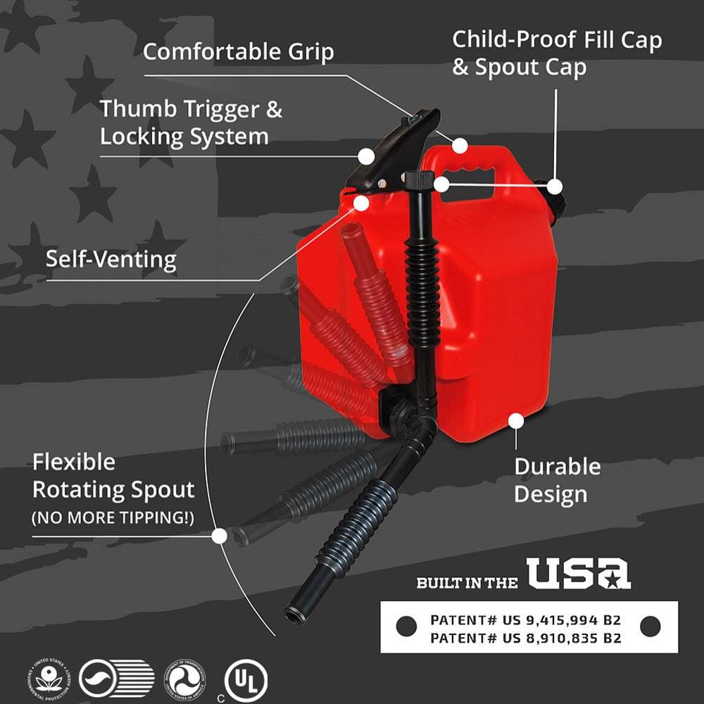 SureCan Rotating Nozzle 5 Gallon Flow Control Gas Container Can, Red (Open Box)