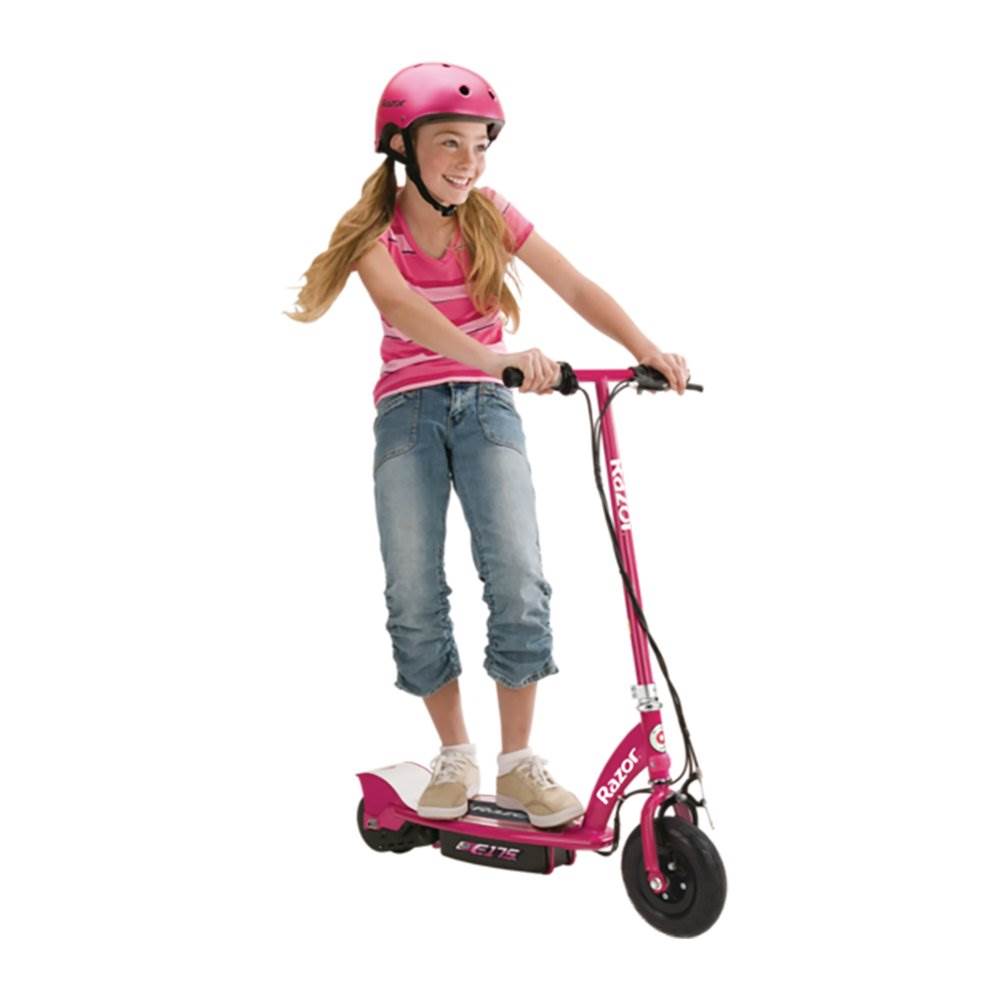 Razor E175 Kids Motorized 24V Electric Ride-On Scooter with Youth Helmet, Pink