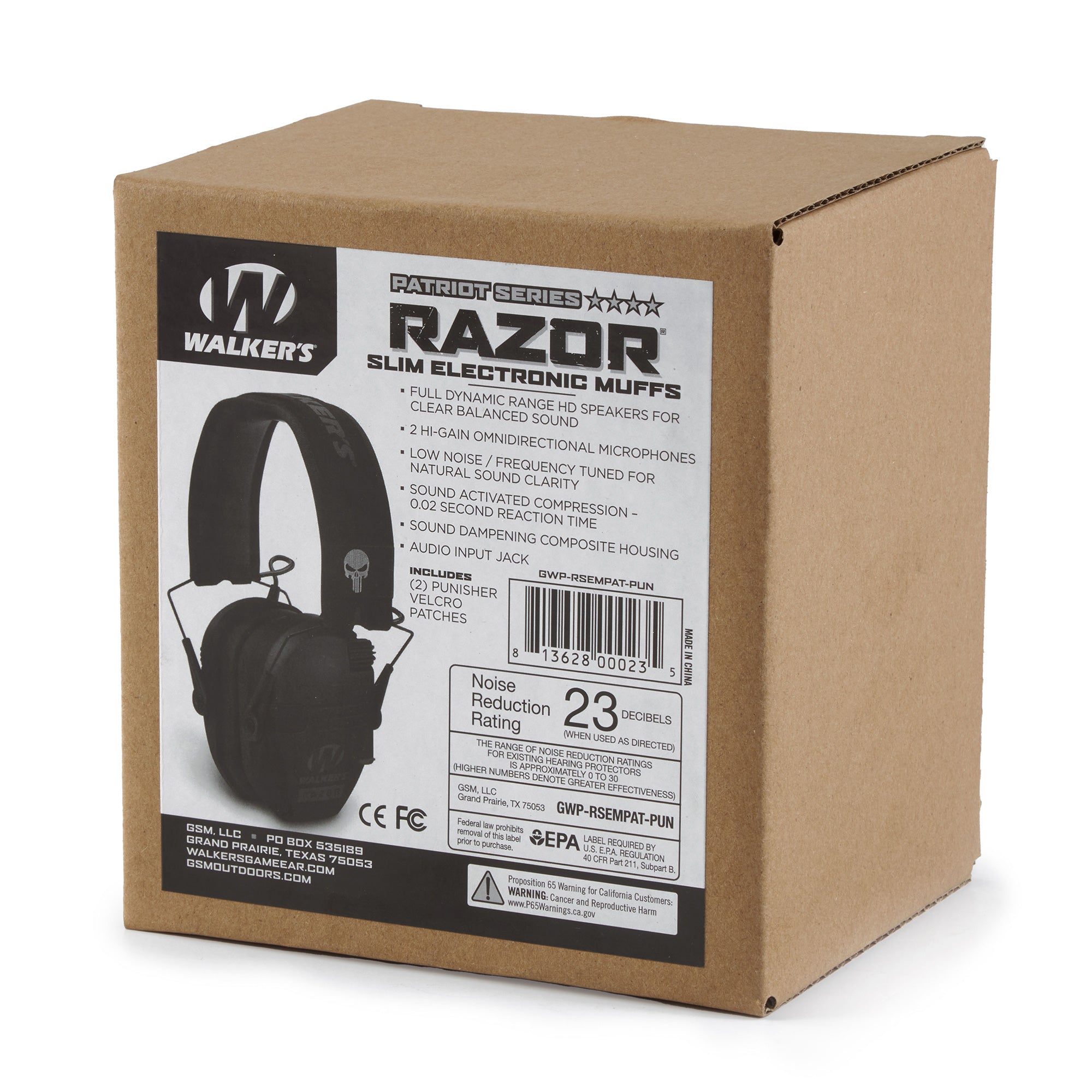 Walker's Razor Slim Folding Electronic Shooting Ear Muffs, Punisher (Used) - VMInnovations
