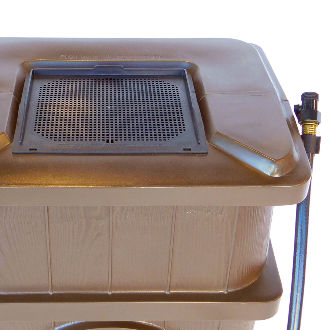 FCMP Outdoor WG4000 45 Gal Wood Grain Rain Water Catcher Barrel Container, Brown - VMInnovations