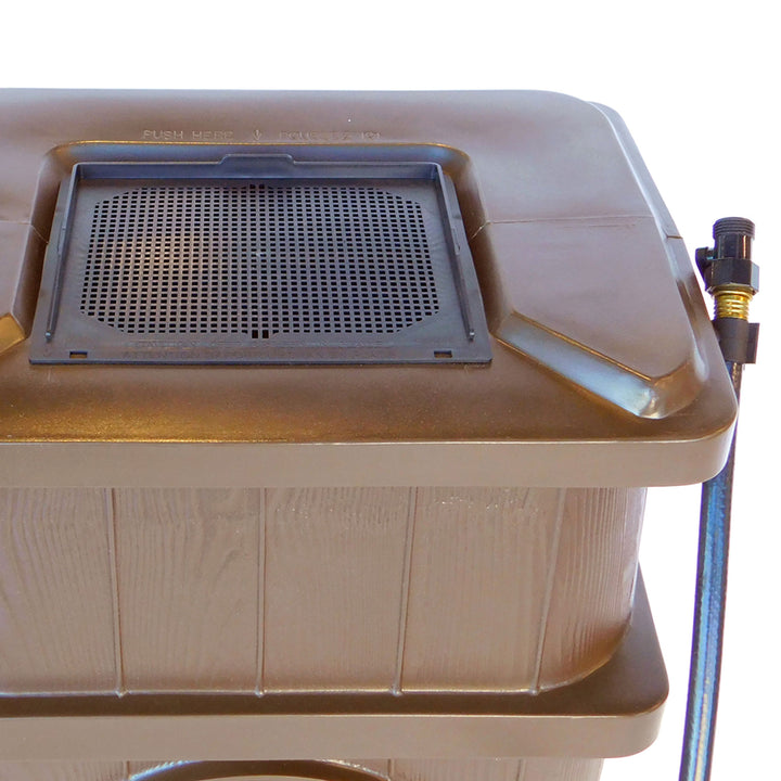 FCMP Outdoor WG4000 45 Gal Wood Grain Rain Water Catcher Barrel Container, Brown - VMInnovations