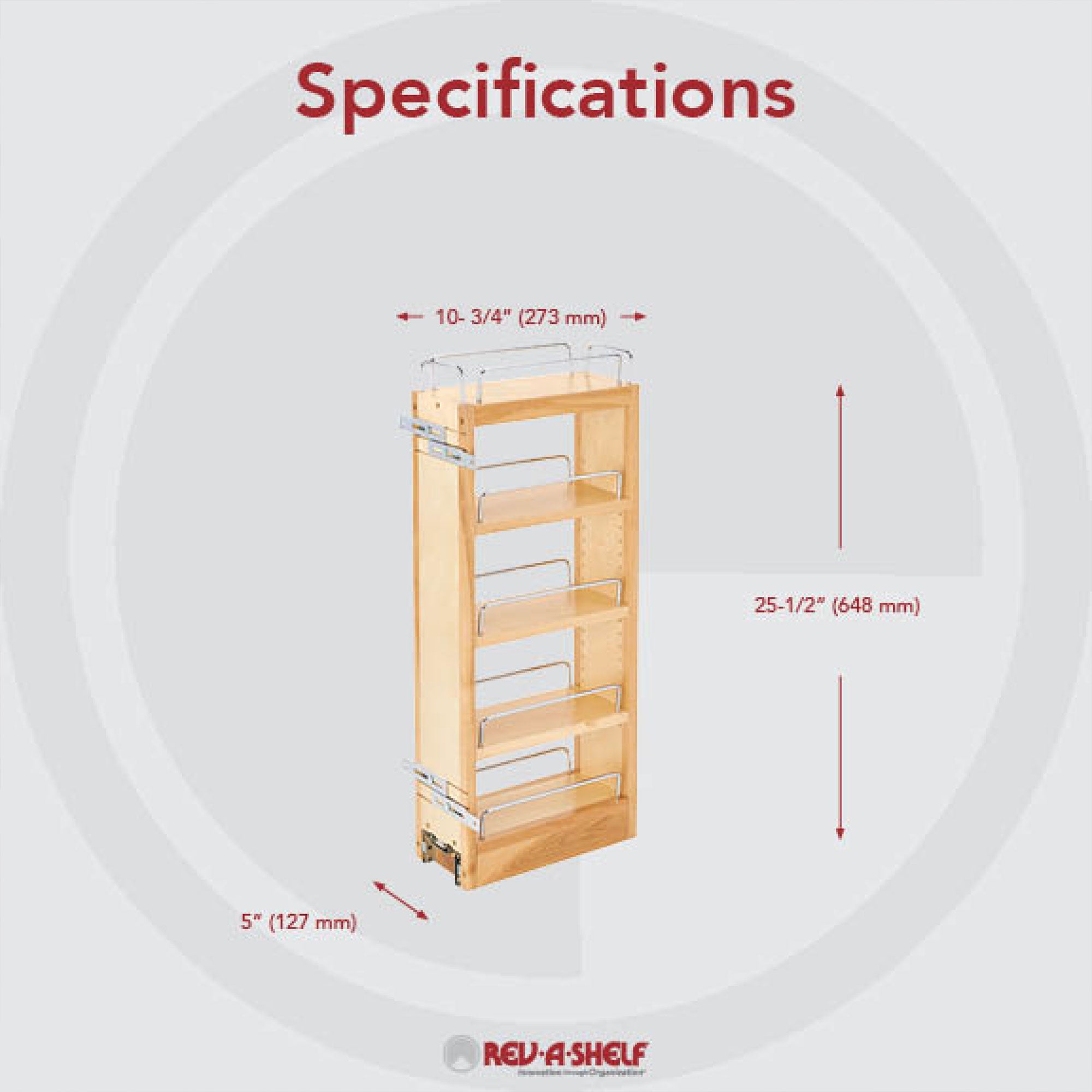 Rev-A-Shelf 448-WC-5C 5-Inch Wood Pull Out Cabinet Organizer, Maple (Open Box)