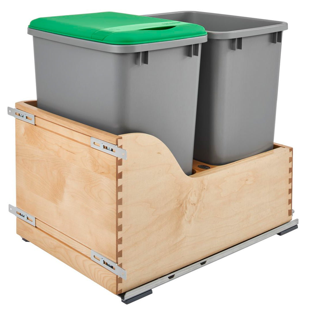 Rev-A-Shelf Dual Pullout Trash Cans 35 qt. with Soft-close Slides,4WCSC-1835DM-2