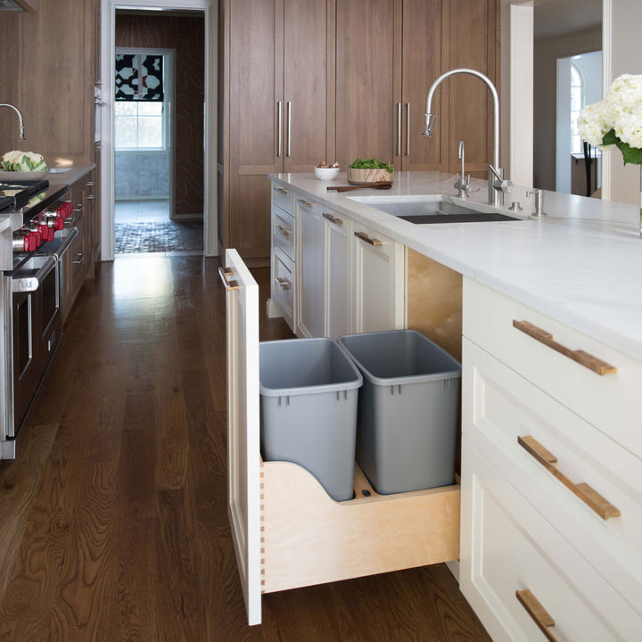 Rev-A-Shelf Dual Pullout Trash Cans 35 qt. with Soft-close Slides,4WCSC-1835DM-2