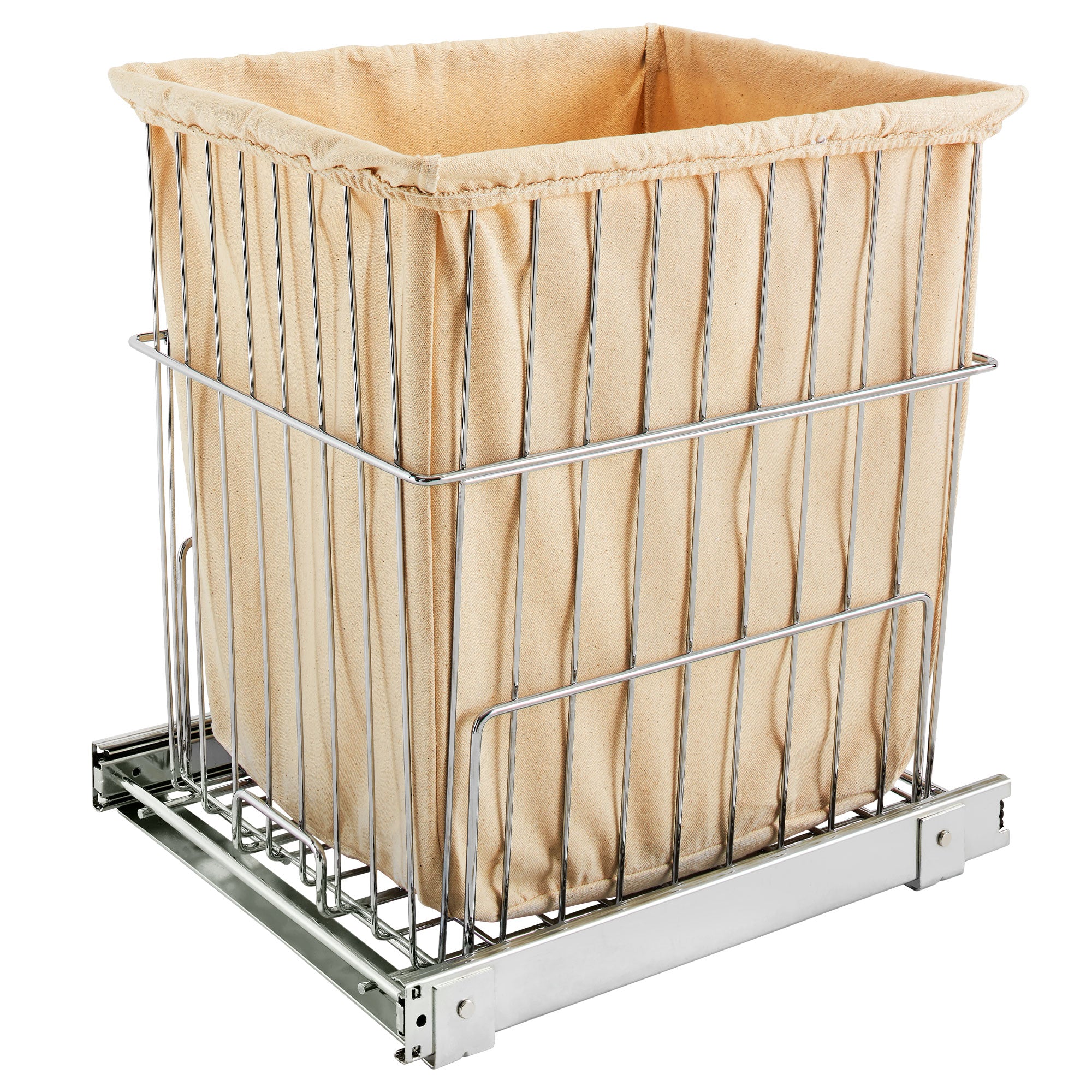 Rev-A-Shelf HRV-1520 S CR Pullout Wire Clothes Hamper w/ Liner, Chrome (2 Pack) - VMInnovations