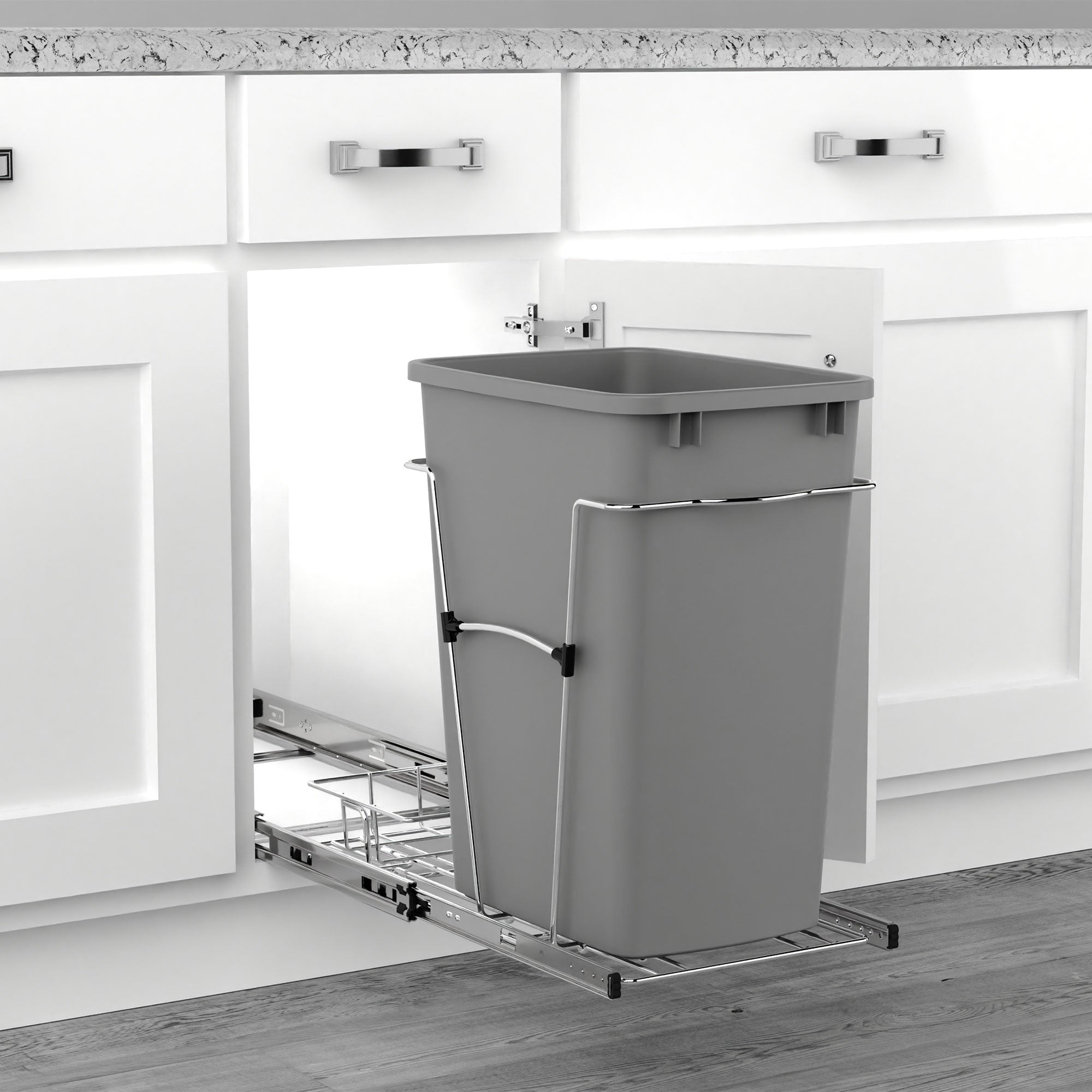 Rev-A-Shelf S 35 Quart Pull Out Waste Container with Basket, Silver (Open Box)
