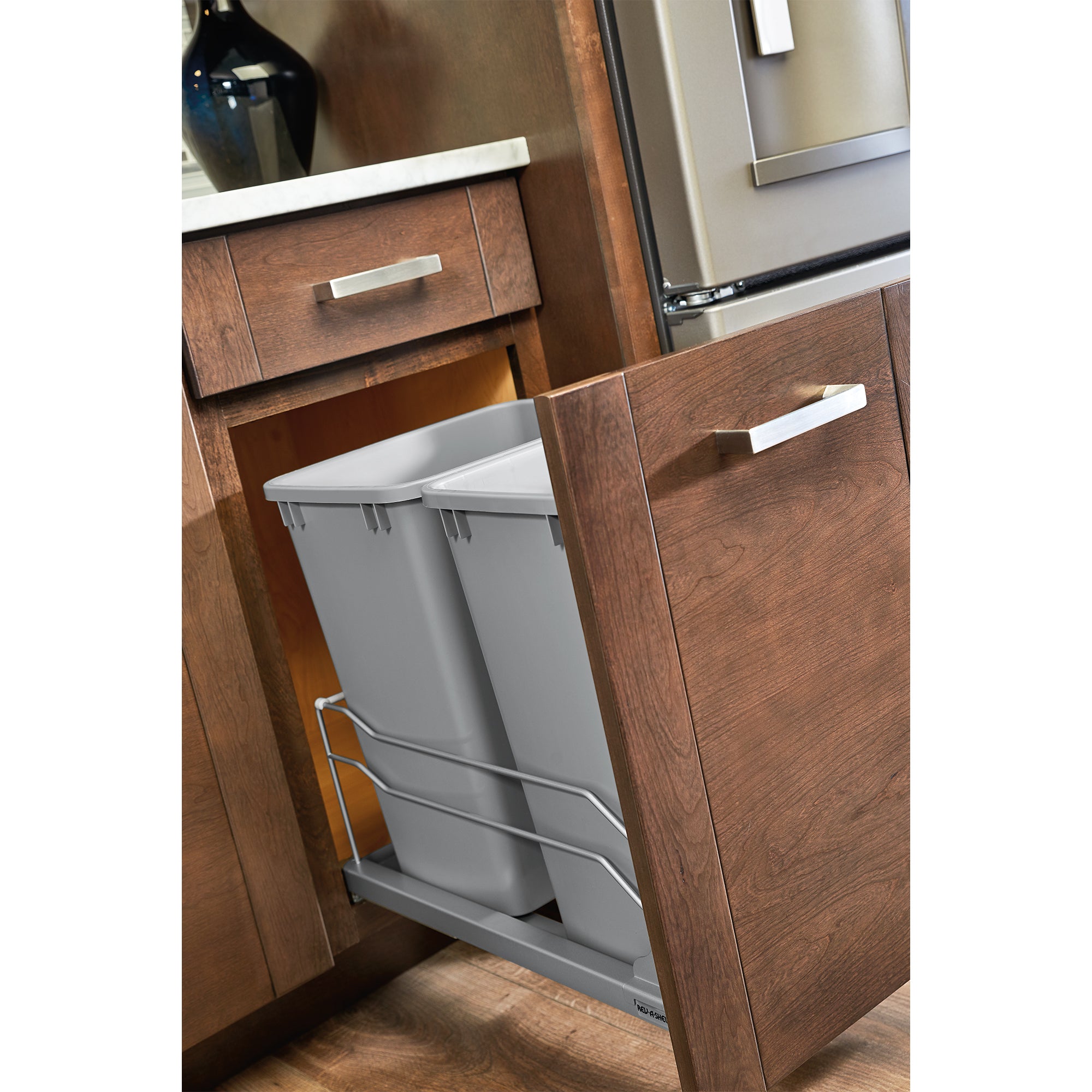 Rev A Shelf Double 35 Quart Kitchen Pullout Waste Container Trash Can (2 Pack)