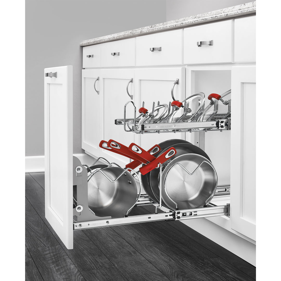 Rev-A-Shelf Pullout Cabinet Pot and Pan Organizer, 20.75" Width, 5CW2-2122-CR