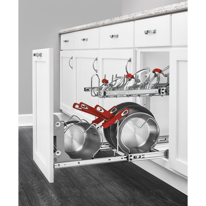Rev-A-Shelf Pullout Cabinet Pot and Pan Organizer, 20.75" Width, 5CW2-2122-CR