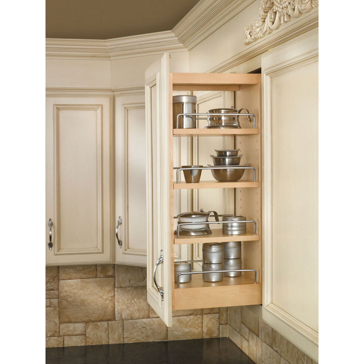 Rev A Shelf 8 Inch Pull Out Wood Base Kitchen Cabinet Organizer (Used)