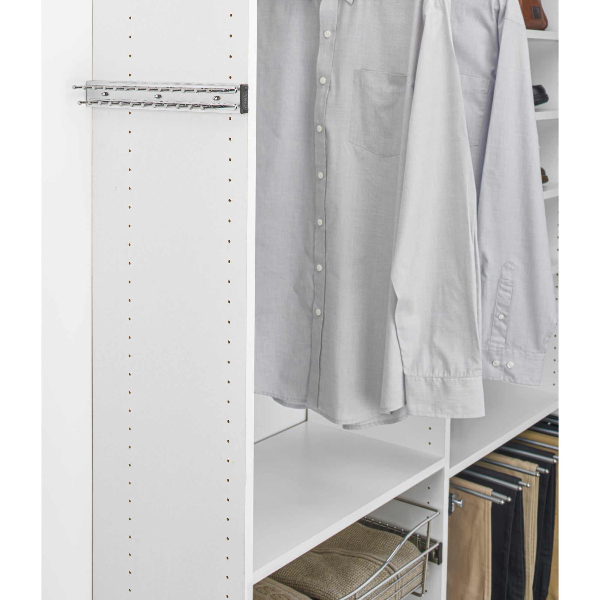 Rev-A-Shelf TRC-14CR 14 Inch-Side Mount Extending Tie Rack, Chrome (Used)