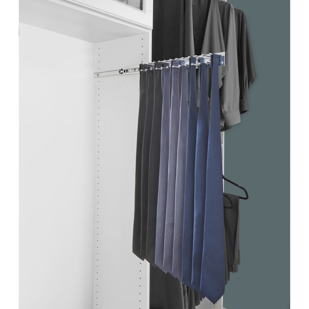 Rev-A-Shelf TRC-14CR 14 Inch-Side Mount Extending Tie Rack, Chrome (Used)