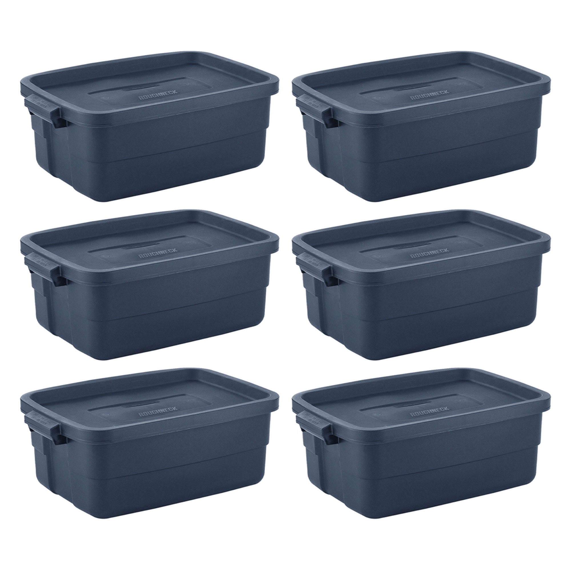 Rubbermaid 10 Gallon Stackable Storage Container, Dark Indigo Metallic (6 Pack) (Damaged)
