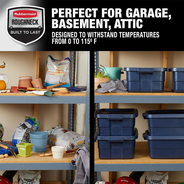 Rubbermaid 10 Gallon Stackable Storage Container, Dark Indigo Metallic (6 Pack) - VMInnovations