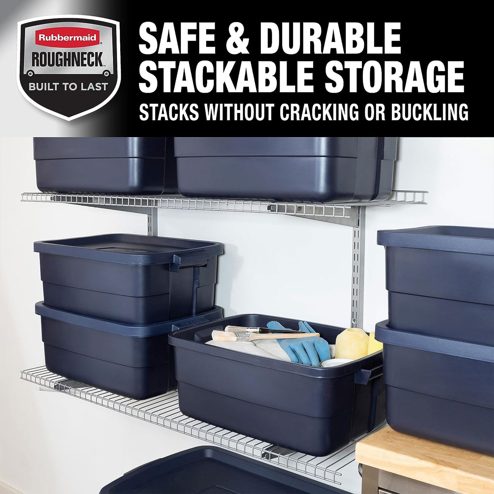 Rubbermaid Roughneck 10 Gallon Rugged Storage Tote Container (6 Pack) (Used) - VMInnovations