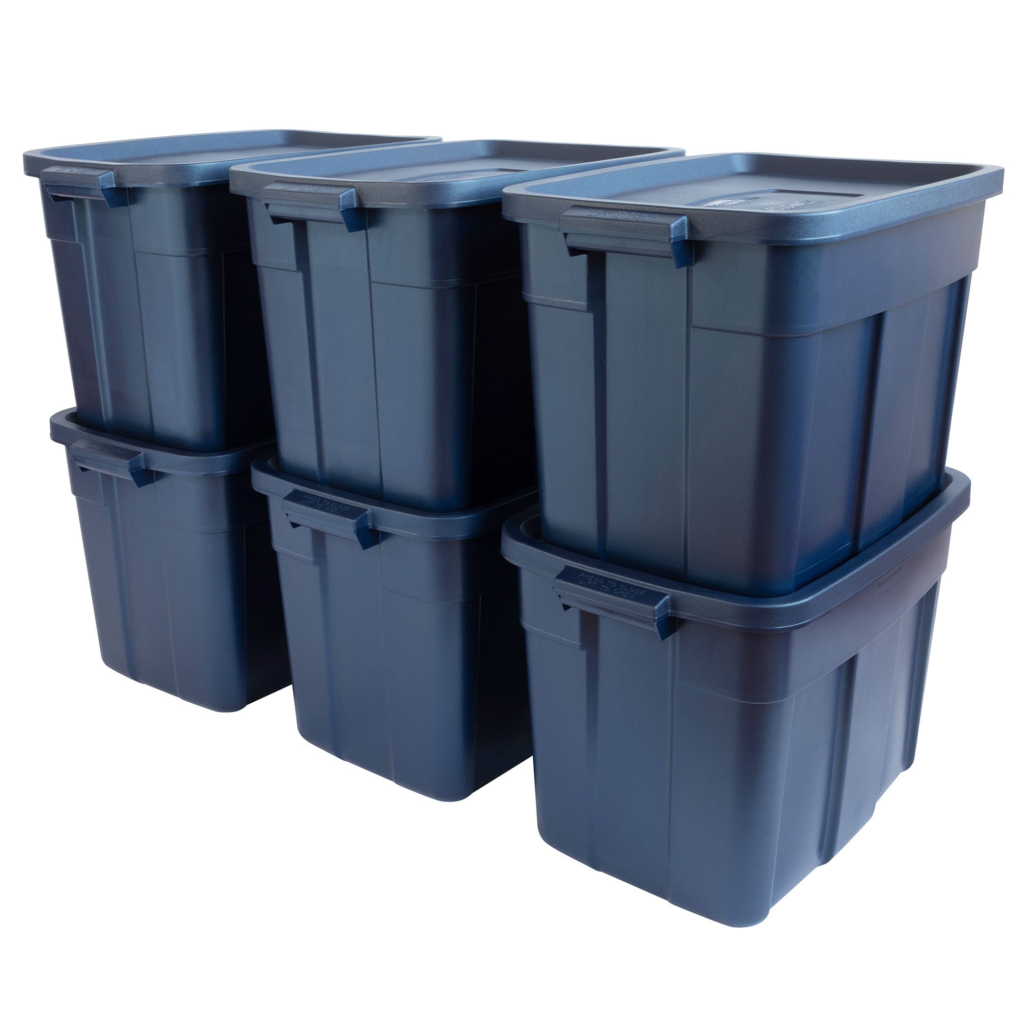 Rubbermaid 18 Gallon Stackable Storage Container, Dark Indigo Metallic (6 Pack) (Refurbished)