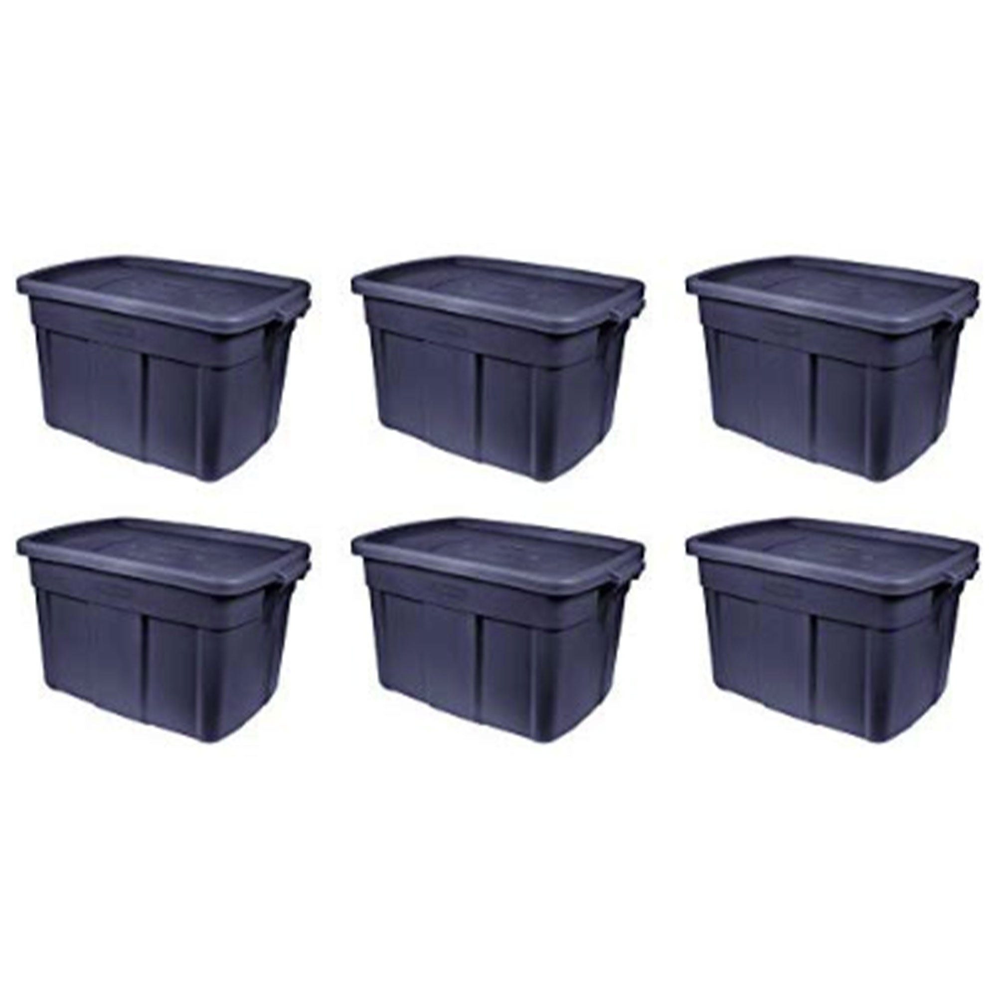 Rubbermaid 18 Gallon Stackable Storage Container, Dark Indigo(6 Pack)(For Parts)