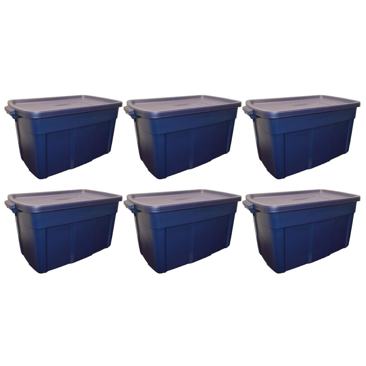 Rubbermaid 31 Gallon Stackable Storage Container, Dark Indigo Metallic (6 Pack)