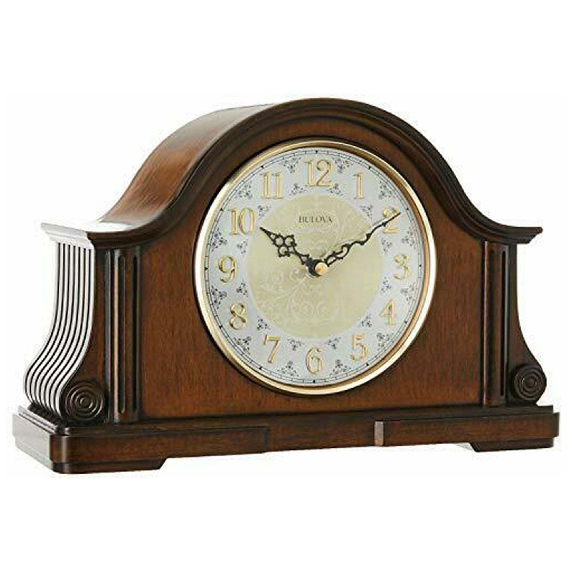 Bulova Clocks Chadbourne Desk Clock with Solid Wood and Walnut Finish (Open Box)