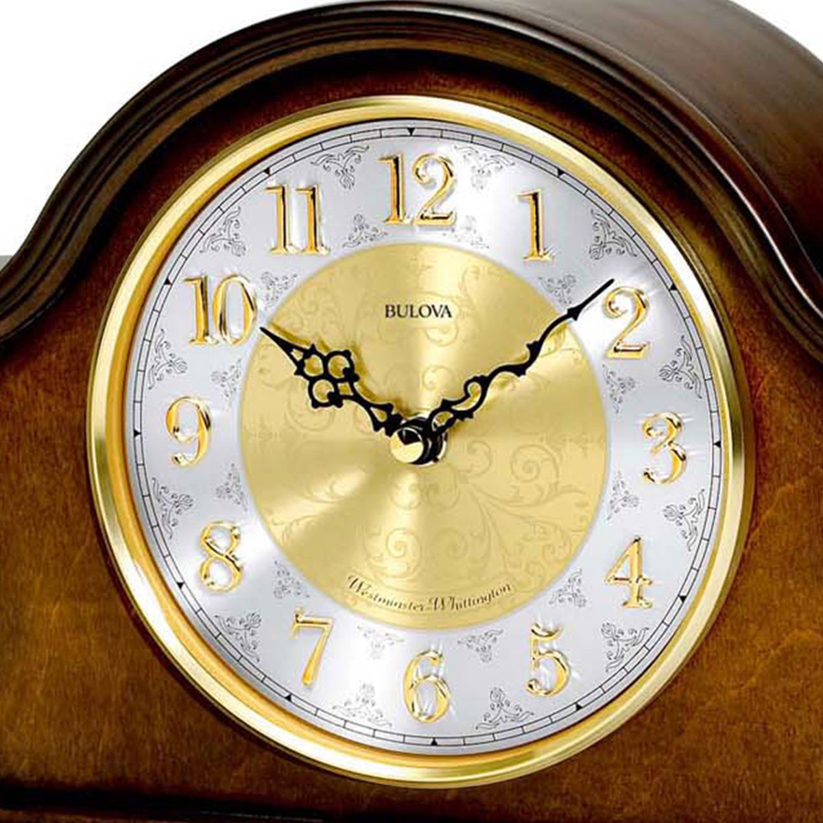 Bulova Clocks Chadbourne Desk Clock with Solid Wood and Walnut Finish (Open Box)