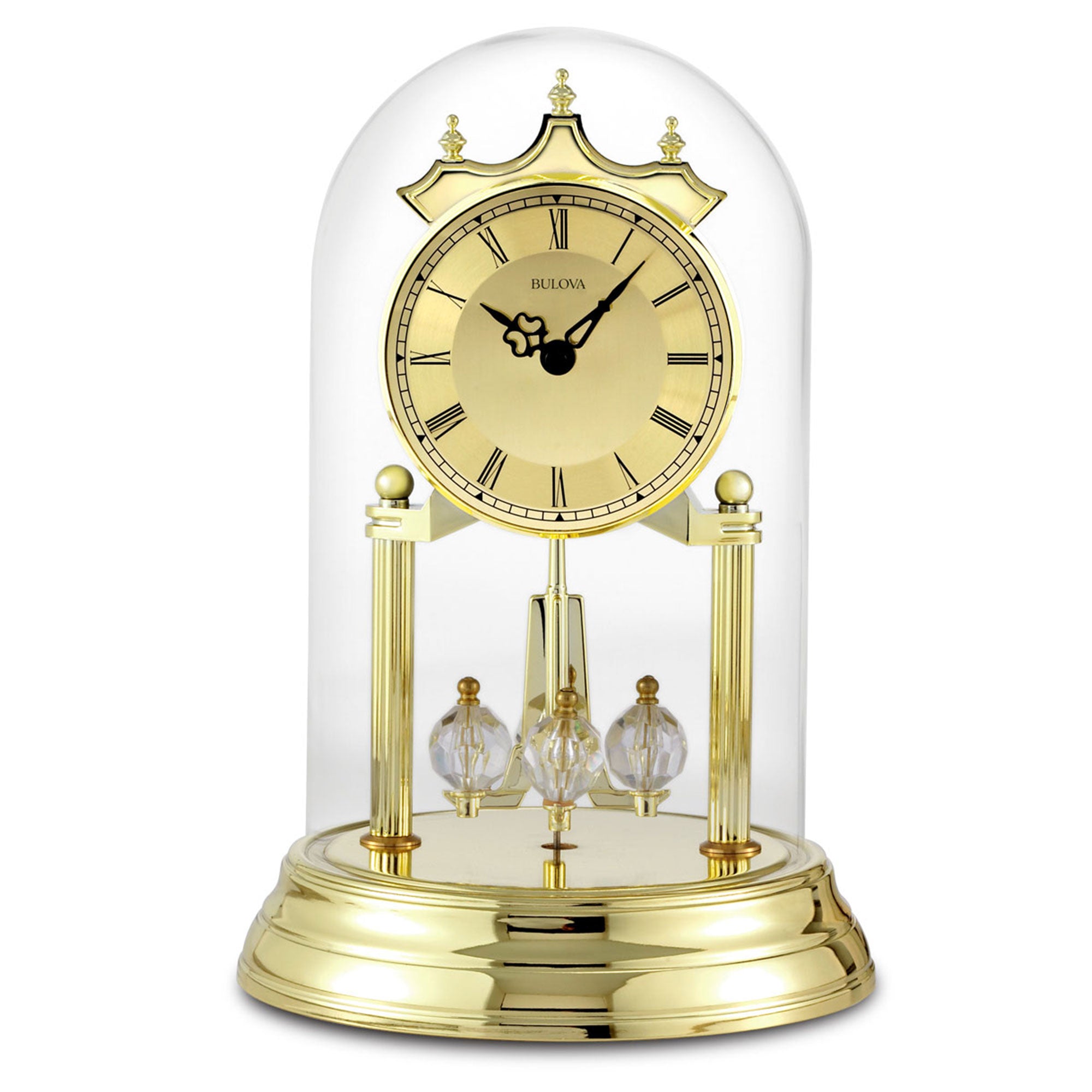 Bulova Clocks Oval Dome Clock with Metal Base and Brass Finish, Gold (For Parts)