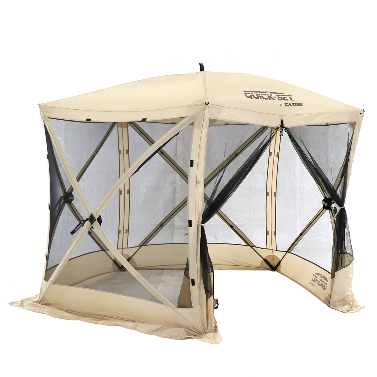 Quick-Set Venture Outdoor Gazebo Canopy Shelter Screen Tent, Beige (Open Box) - VMInnovations