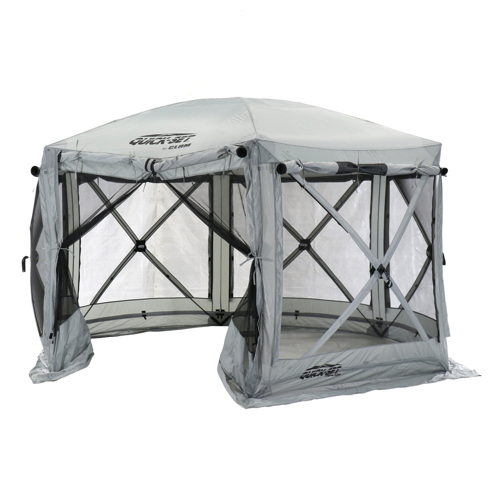 Quick-Set Pavilion Outdoor Gazebo Canopy Shelter Screen Tent, Gray (For Parts) - VMInnovations