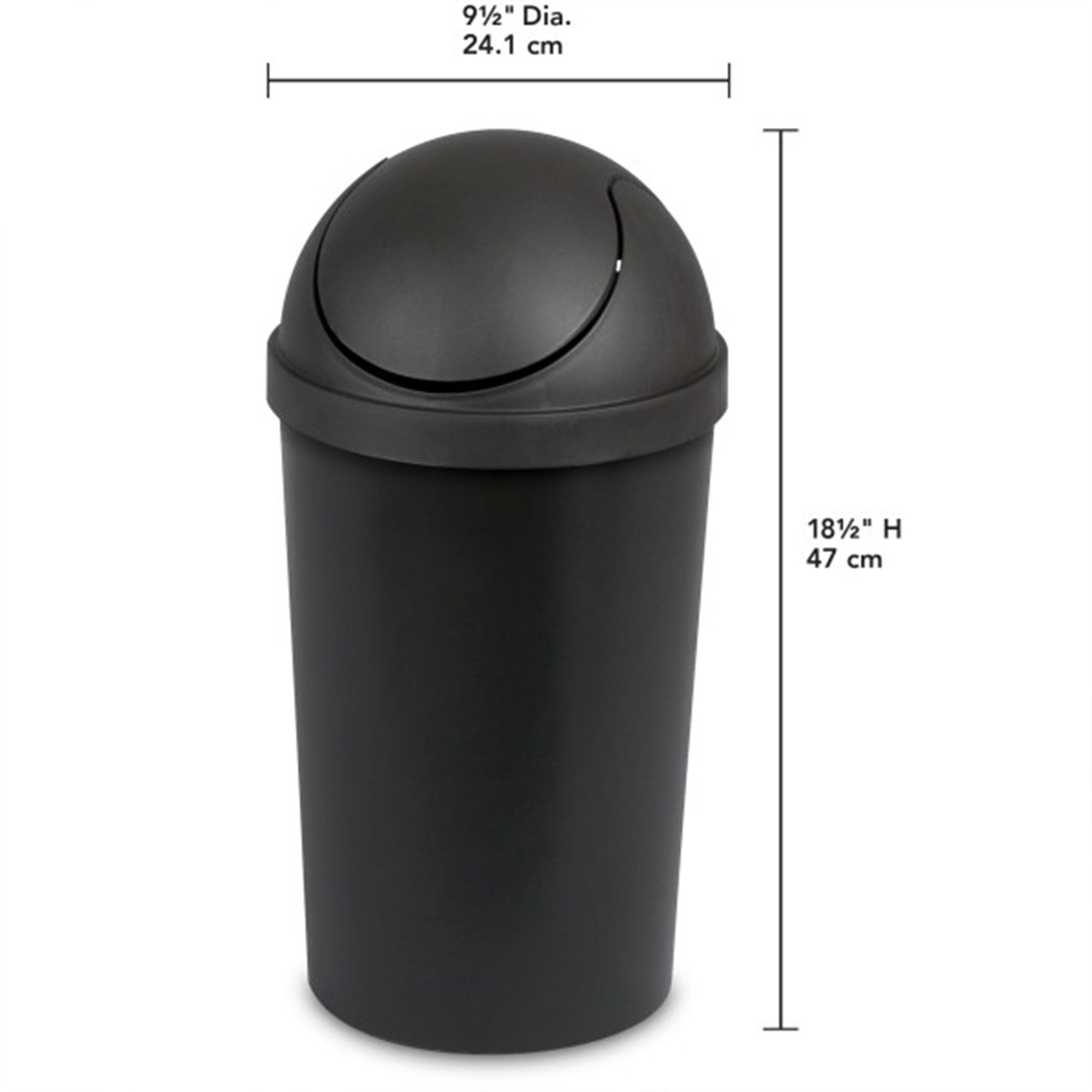 Sterilite 10839006 3 Gallon Round Swing Top Plastic Wastebasket, Black (12 Pack) - VMInnovations