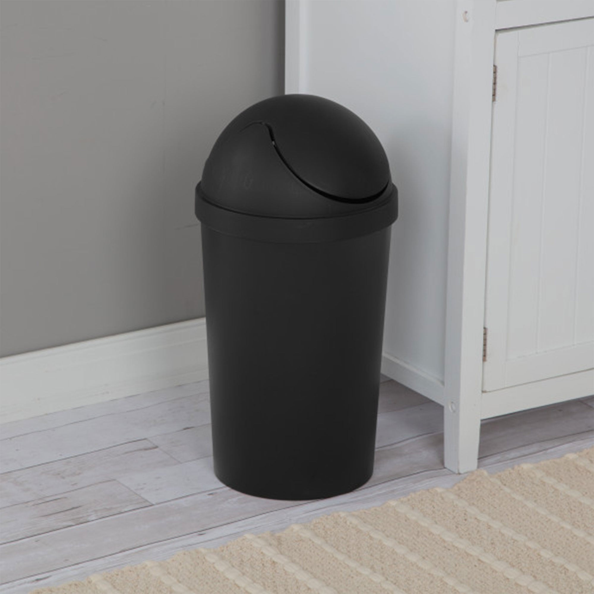 Sterilite 10839006 3 Gallon Round Swing Top Plastic Wastebasket, Black (12 Pack) - VMInnovations