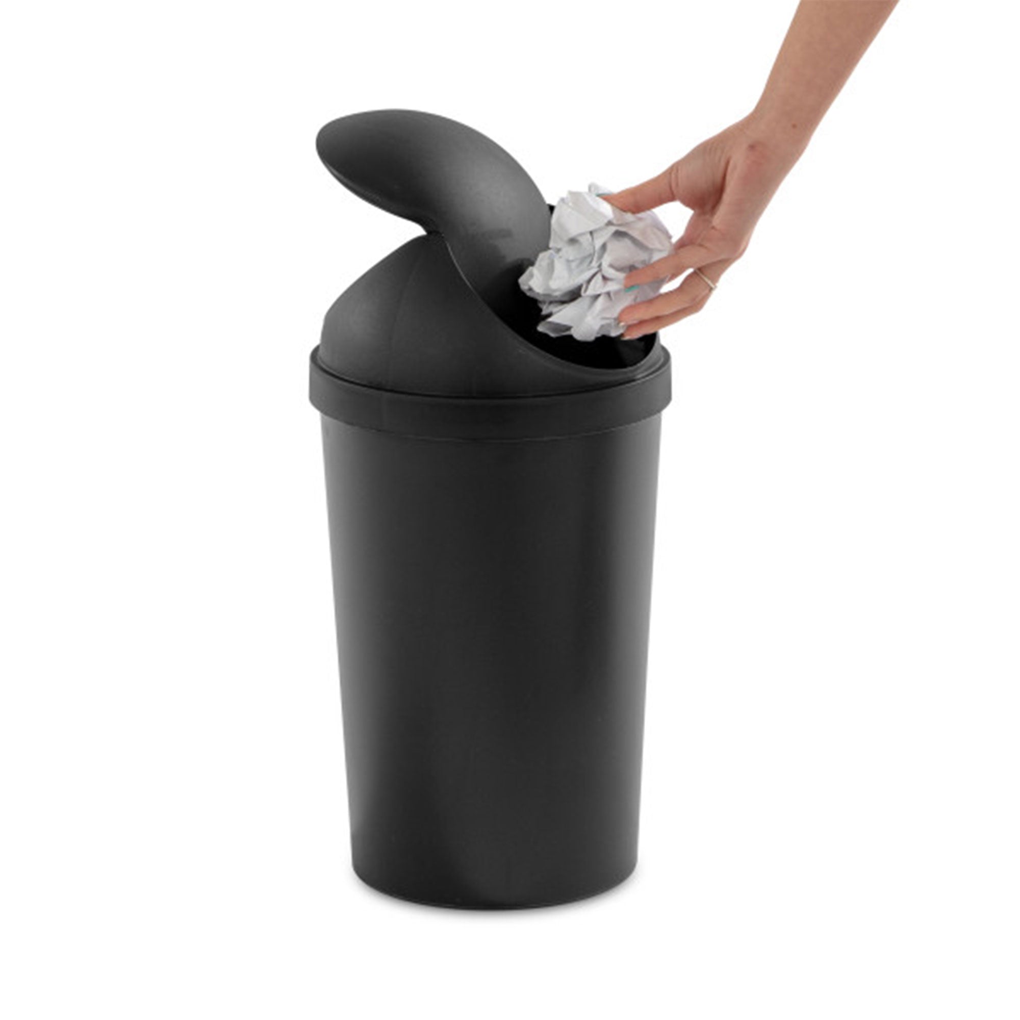 Sterilite 10839006 3 Gallon Round Swing Top Plastic Wastebasket, Black (12 Pack) - VMInnovations