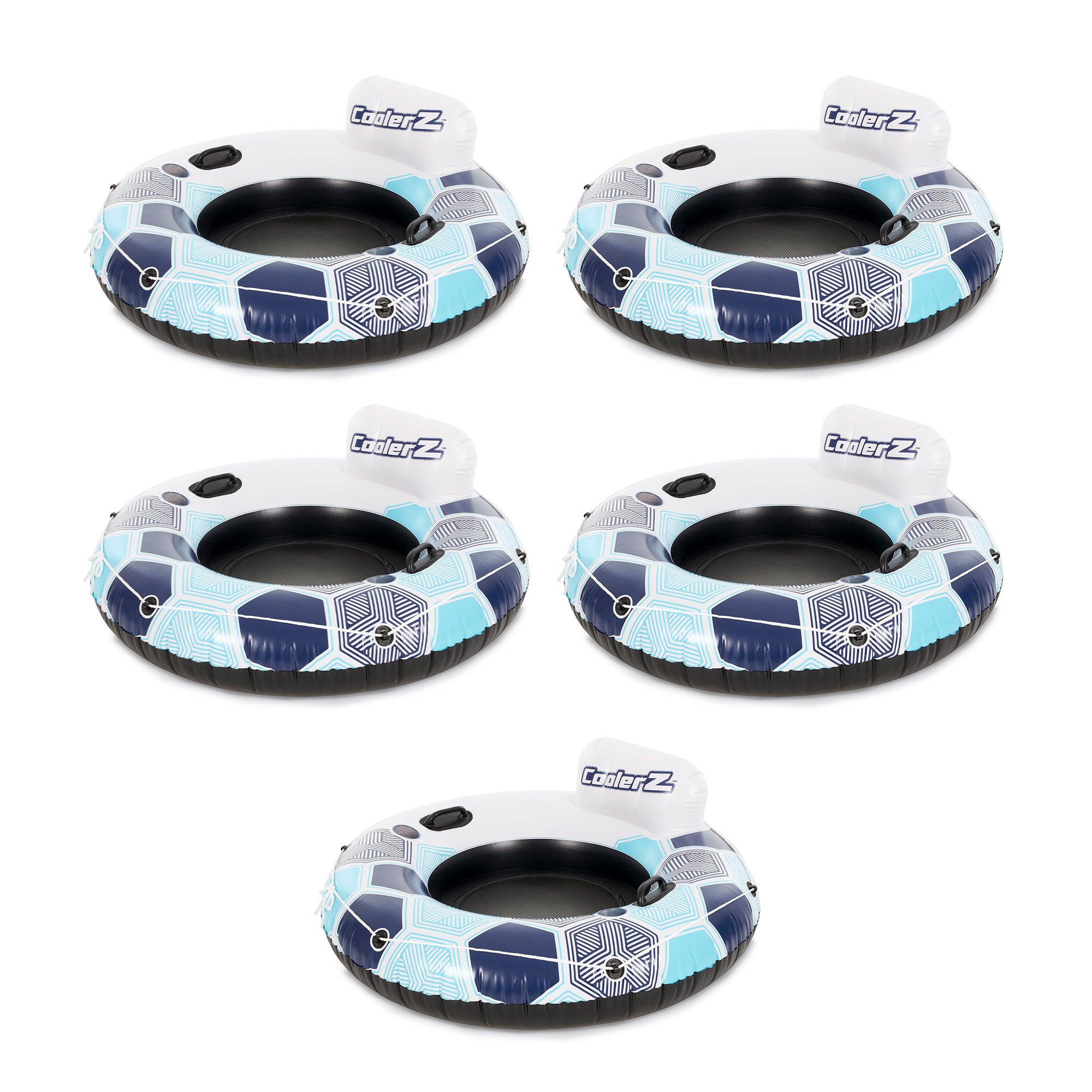 Bestway CoolerZ Rapid Rider Inflatable Blow Up Pool River Tube, Blue (5 Pack) - VMInnovations