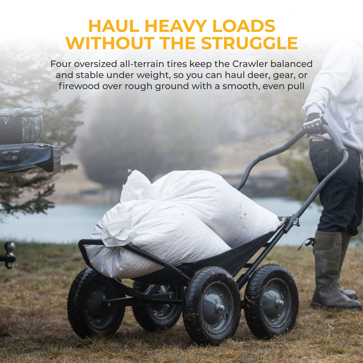 Hawk Crawler 500 Lb. Capacity Foldable Multi Use Deer Game Recovery Cart, Black (Refurbished)