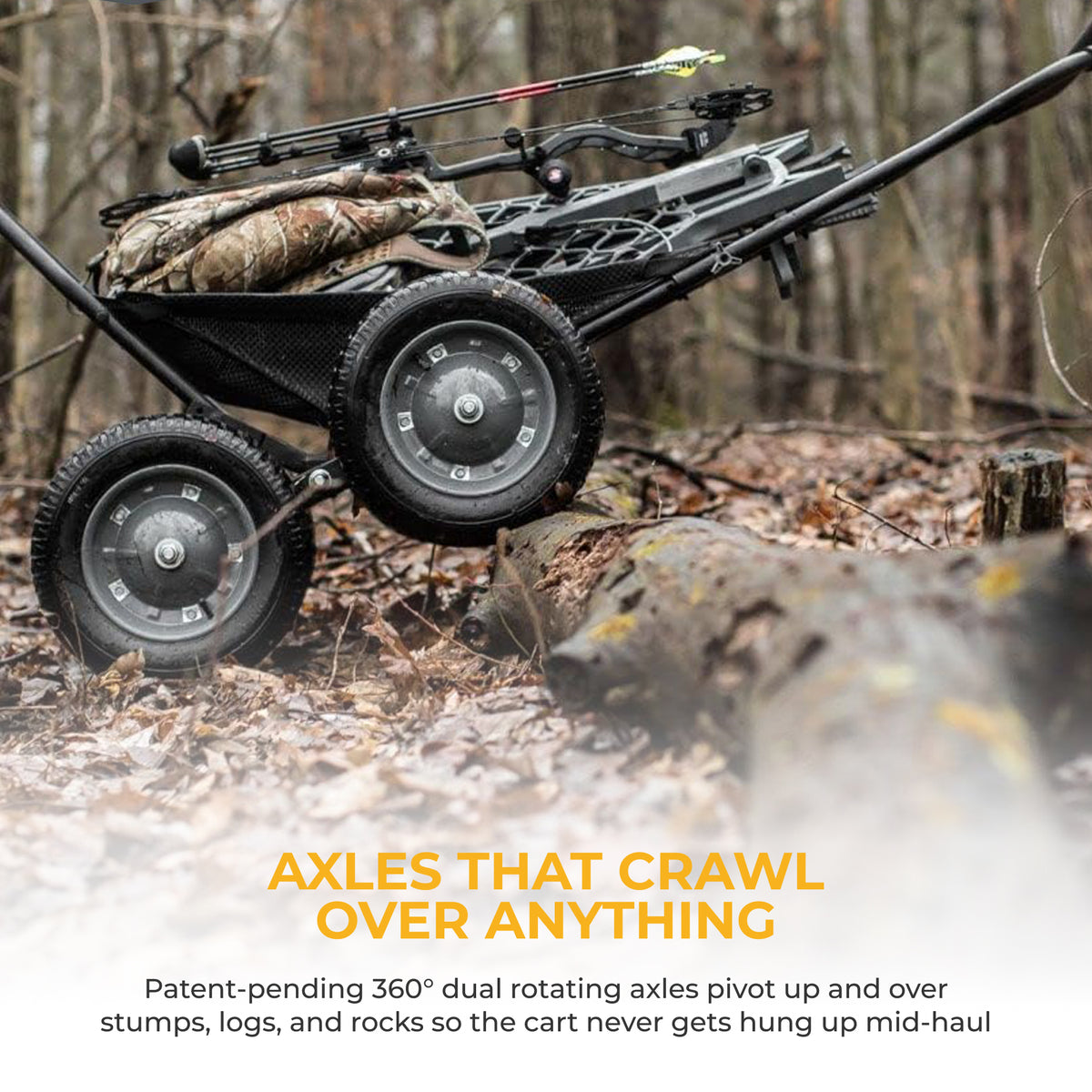 Hawk Crawler 500 Pound Capacity Multi Use Game Recovery Cart, Black (Open Box)