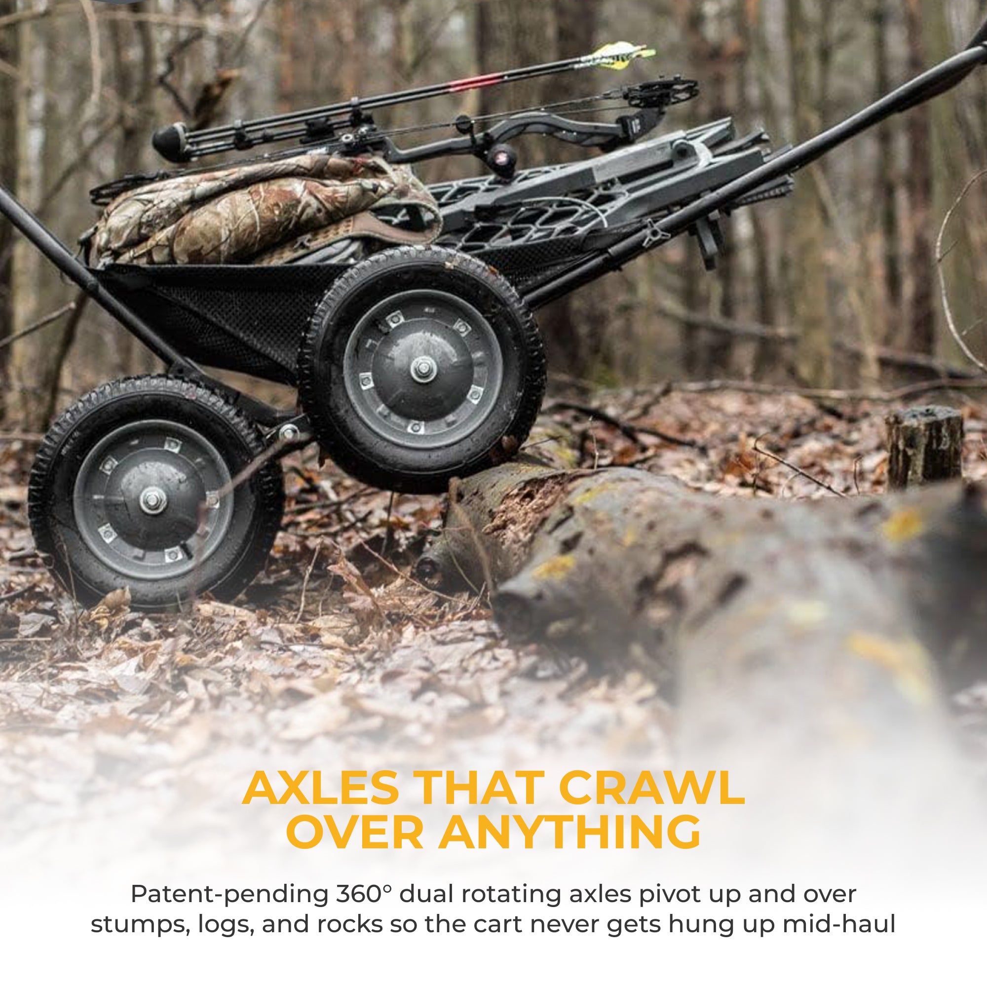 Hawk Crawler 500 Lb. Capacity Foldable Multi Use Deer Game Recovery Cart, Black (Refurbished)
