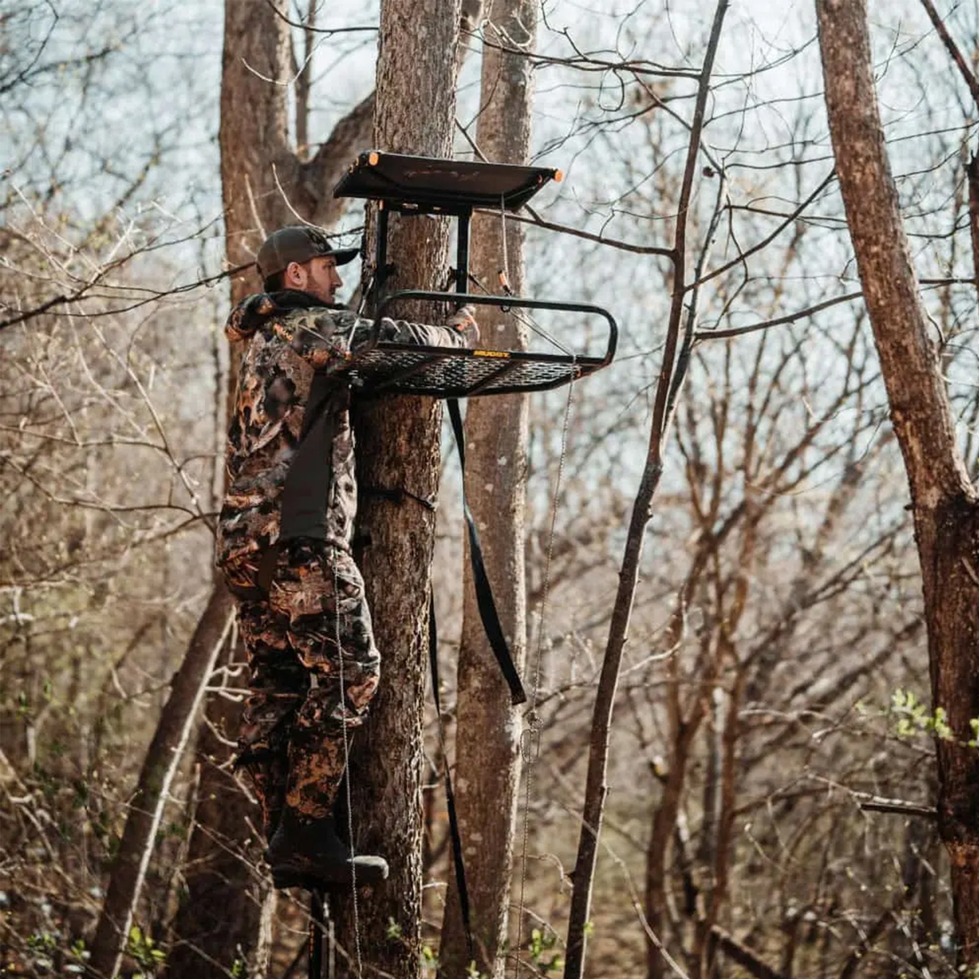 Muddy The Boss XL Hang On 1 Person Deer Hunting Tree Stand, Extra Wide Platform - VMInnovations