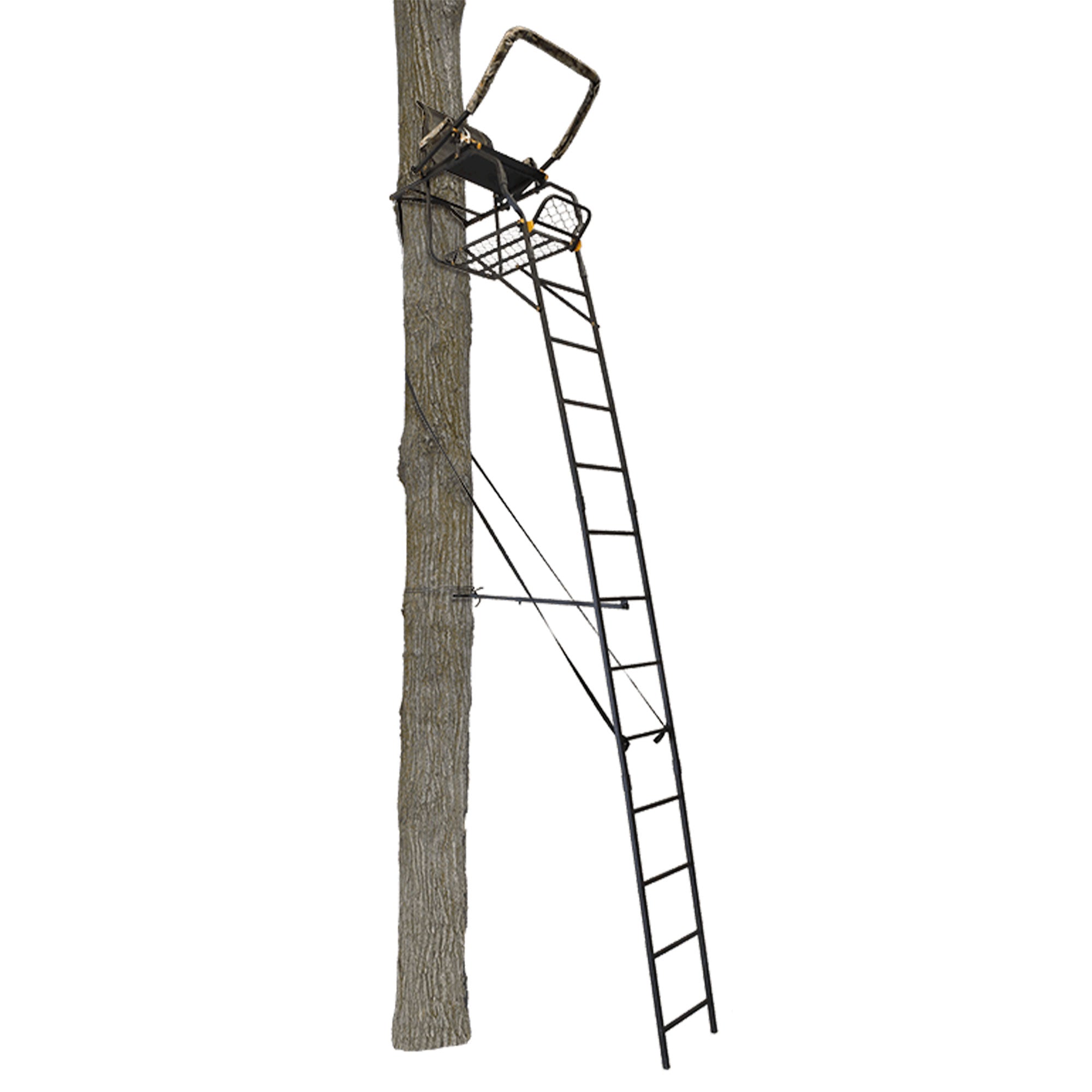 Muddy Huntsman Deluxe 17 Ft 1 Person Hunting Ladder Tree Stand, Black(For Parts)