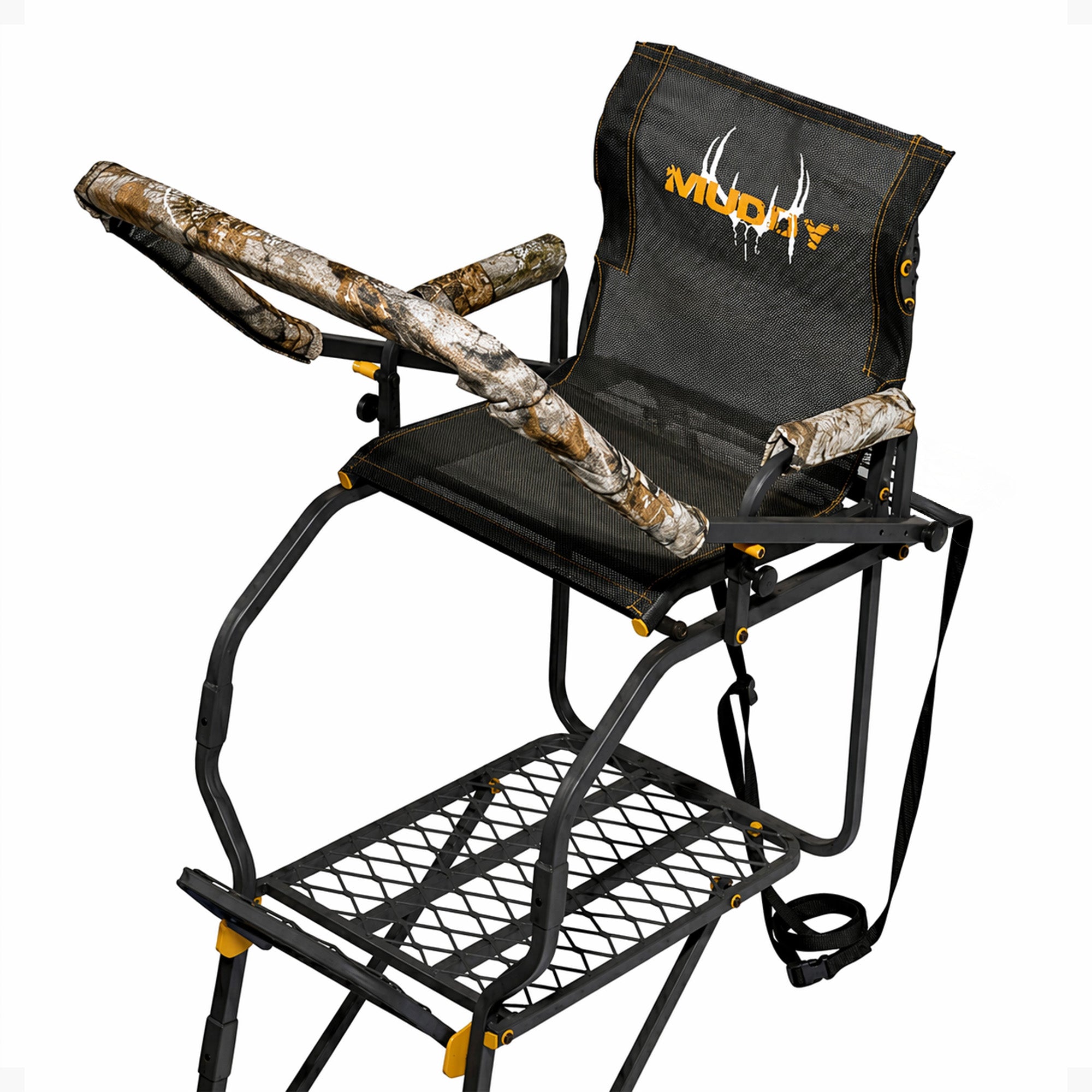 Muddy Huntsman Deluxe 17 Foot Hunting Ladderstand, 1 Person Climbing Tree Stand
