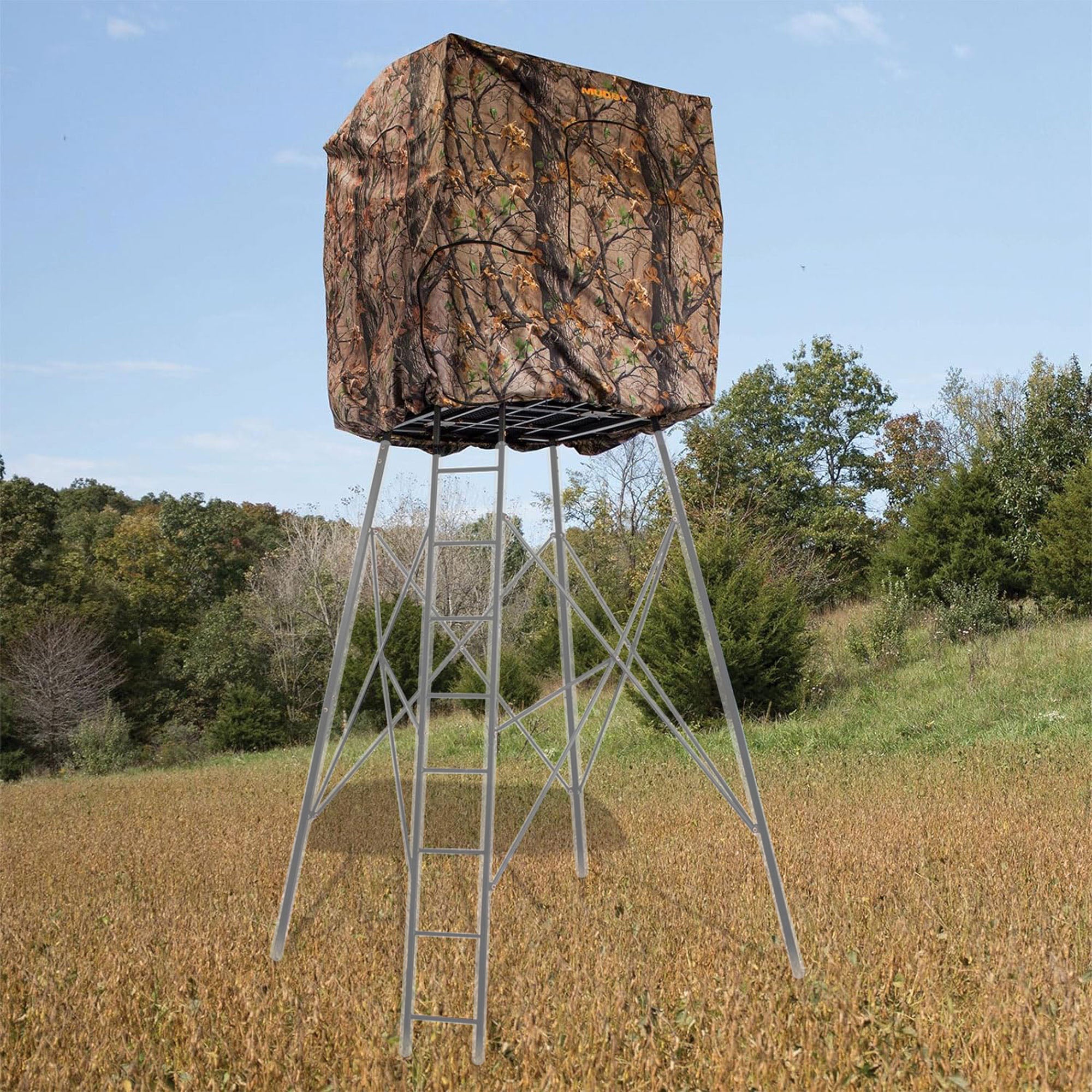 Muddy Steel 7 Ft Quad Pod Blind Kit Enclosure w/ 4 Zippered Windows (For Parts) - VMInnovations