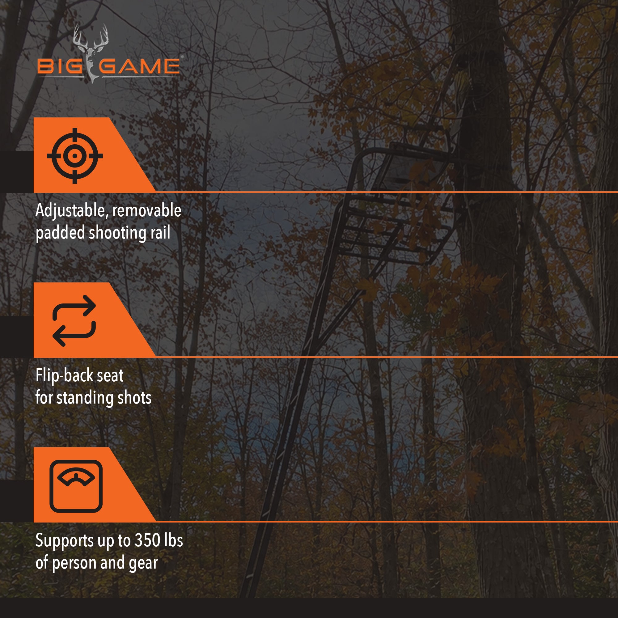 Big Game Hunter HD 1.5 Deer Hunting 18.5 Foot 1 Person Ladder Tree Stand (Used)
