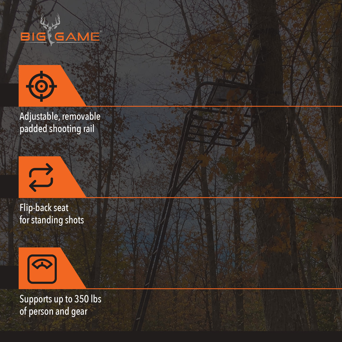 Big Game Hunter HD 1.5 Deer Hunting 18.5 Foot 1 Person Ladder Tree Stand (Used)