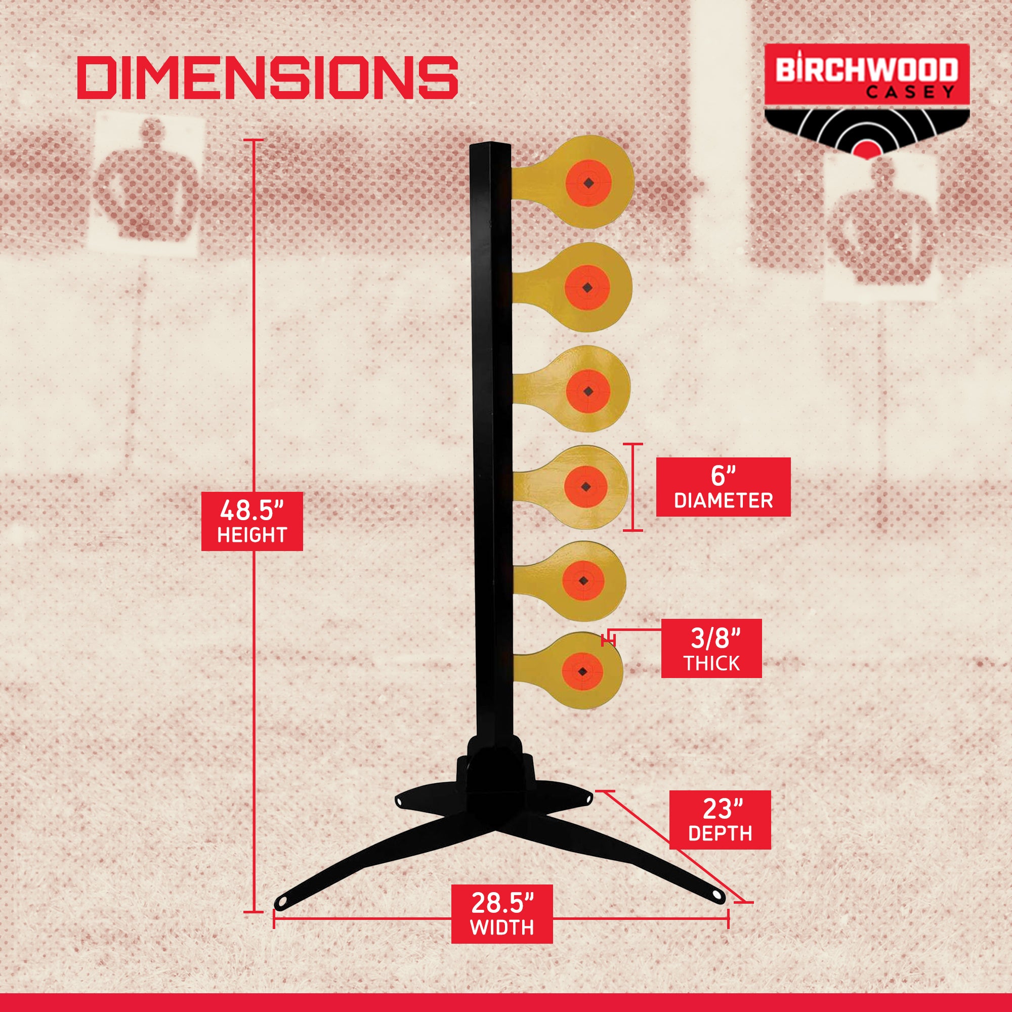 Birchwood Casey World of Targets 49in Handgun Dueling Tree Steel Shooting Target