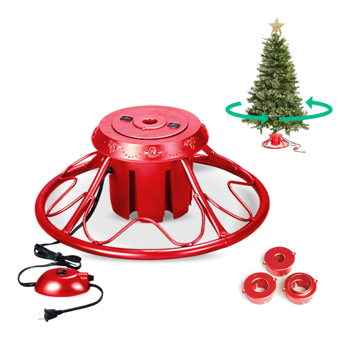 Home Heritage Rotating Stand Base for Artificial Christmas Trees, Red (Used)