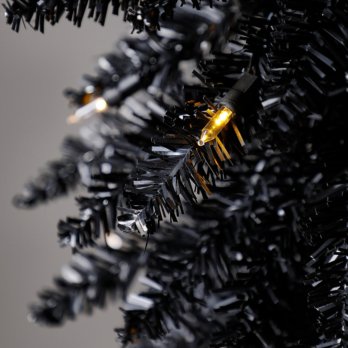 Home Heritage 7 Ft Pencil Artificial Tree w/ White LED Lights, Black (For Parts)