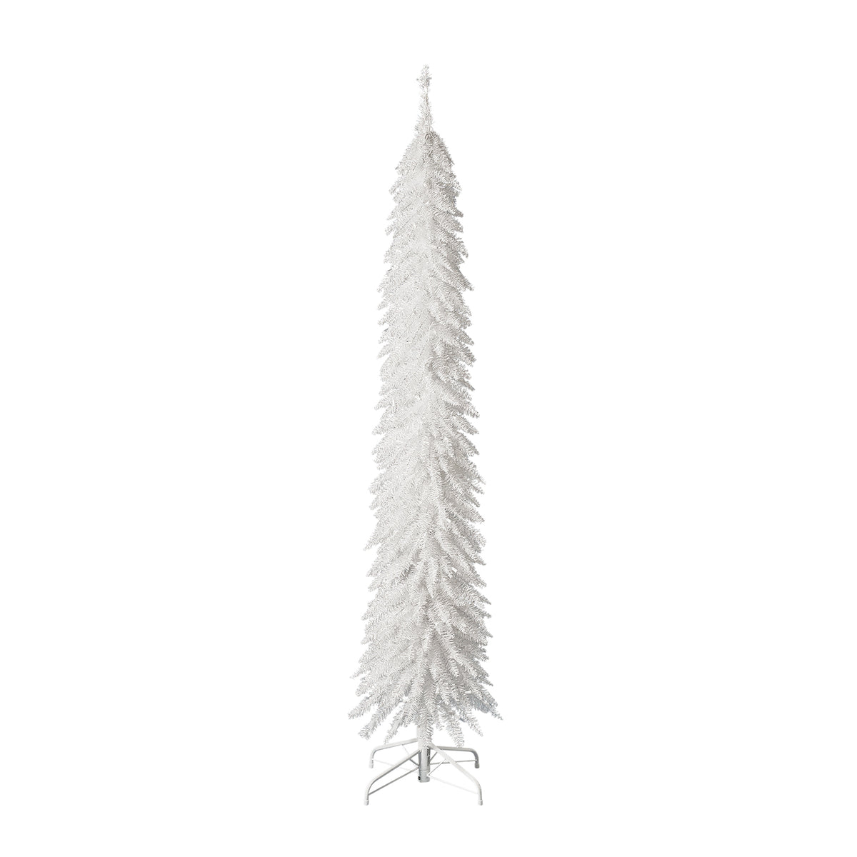 Home Heritage 7 Foot Pencil Artificial Tree with White LED Lights, White (Used)