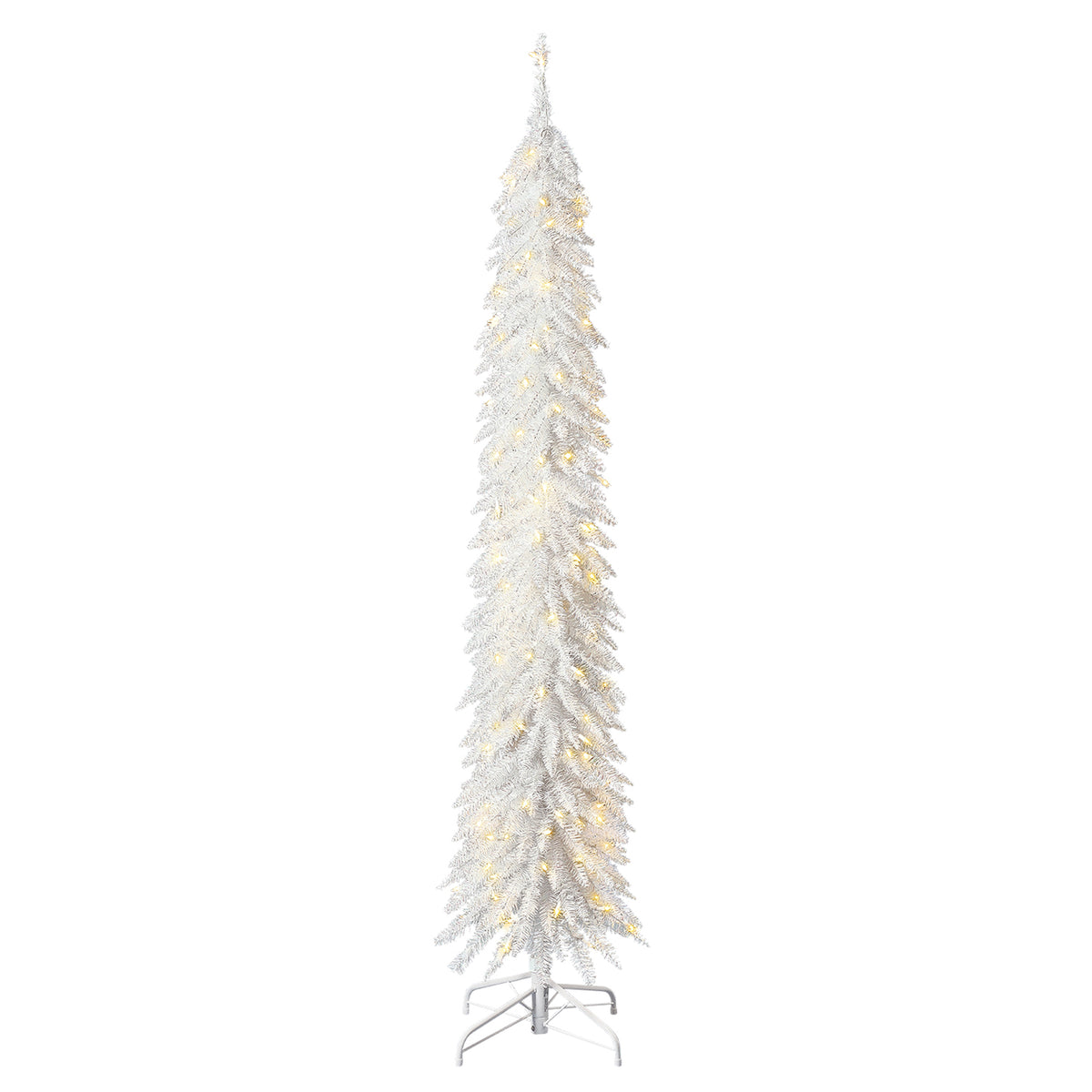 Home Heritage 7 Foot Pencil Artificial Tree White LED Lights, White (Open Box) - VMInnovations