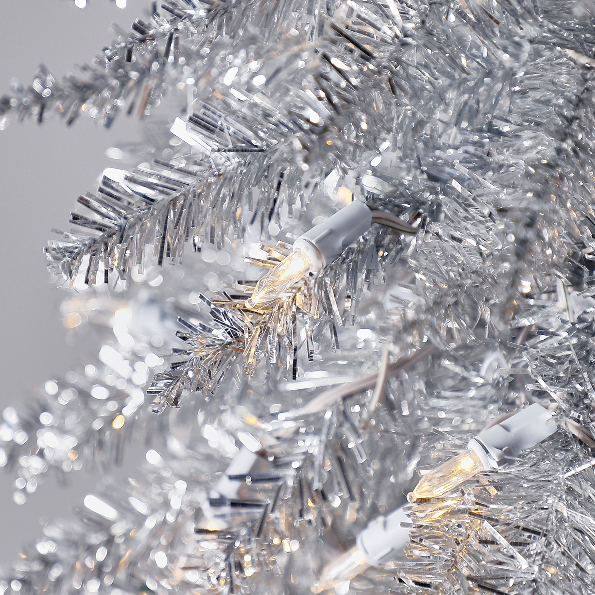 Home Heritage 7 Foot Pencil Artificial Tree with White LED Lights, Silver (Used) - VMInnovations