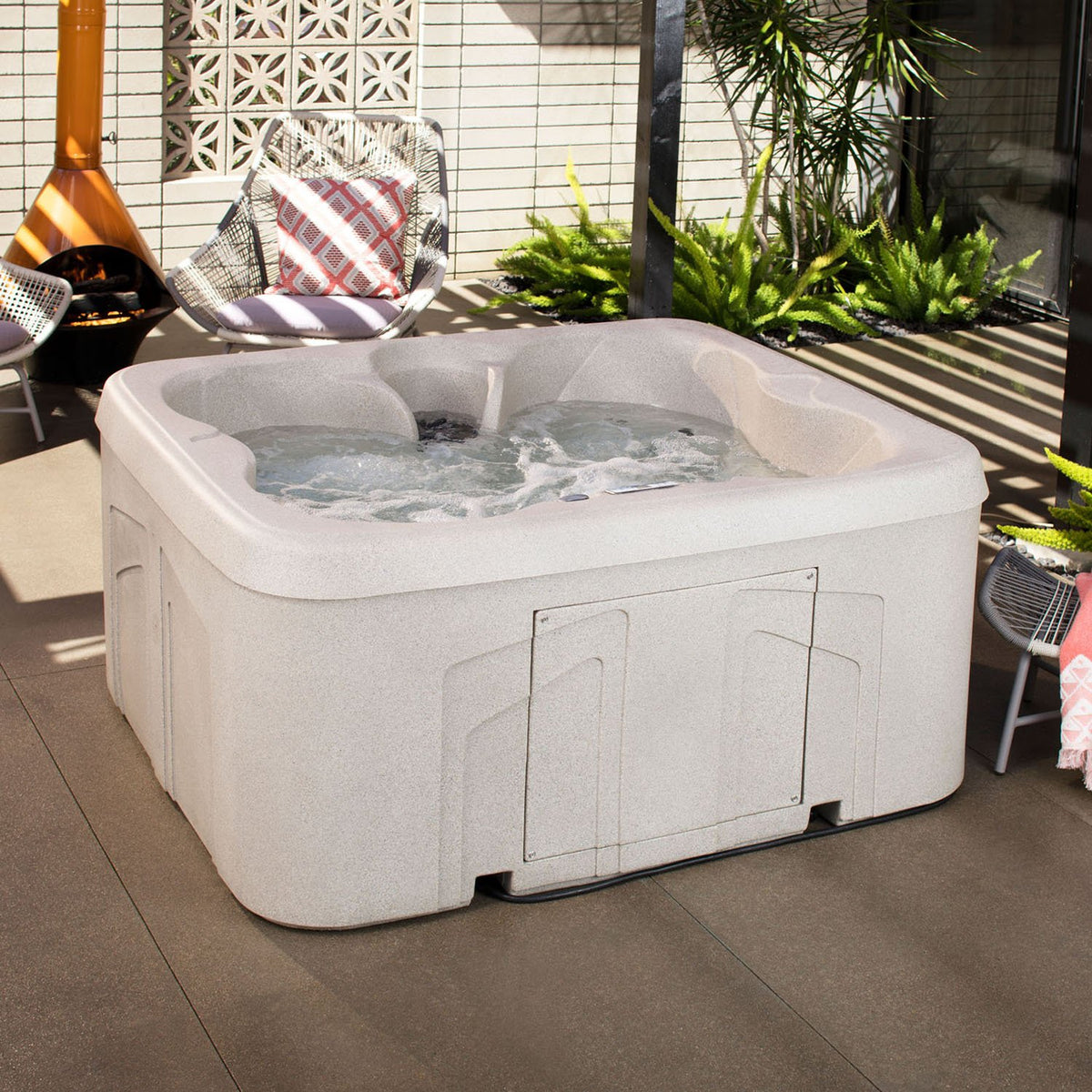 LifeSmart 4 Person Square Hot Tub Spa w/ 13 Jets & Cover w/ Steps (2 Pack)