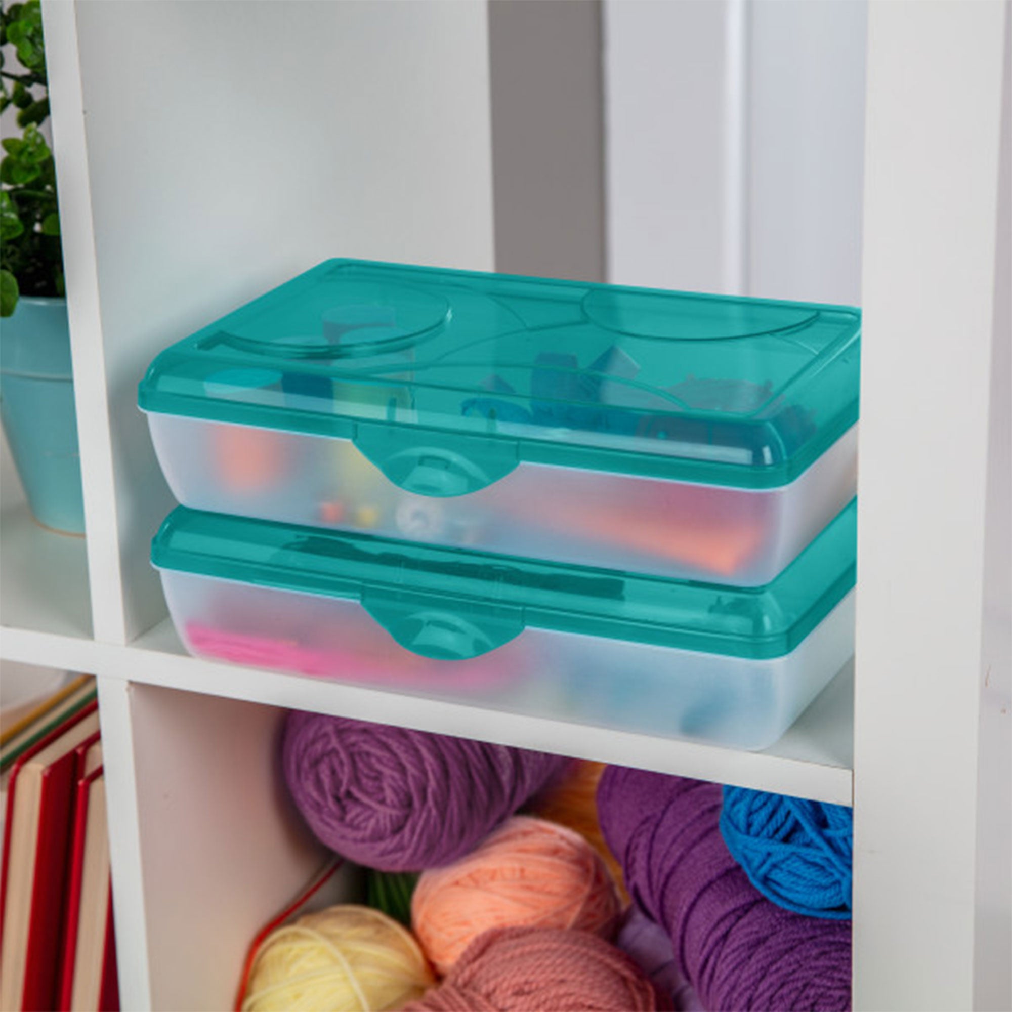 Sterilite 17296W06 Multipurpose Storage Supply Box w/Lid, Molokai Blue (12 Pack)