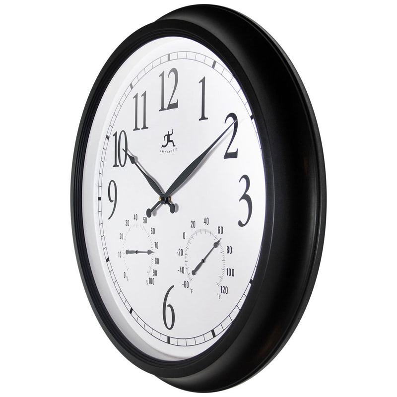 Infinity Instruments 24 Inch Classic Black Wall Thermometer Clock (Used)