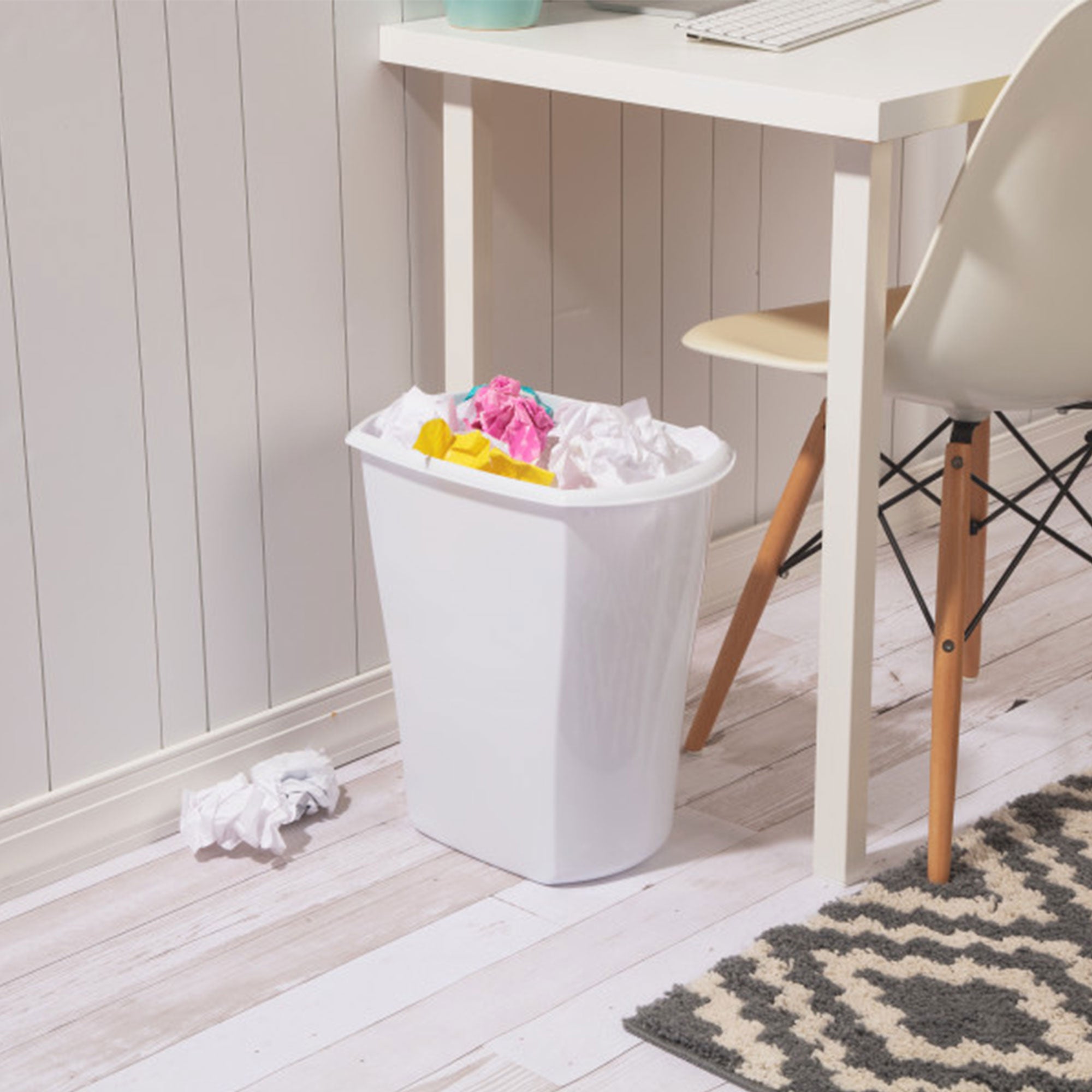 Sterilite 10528006 5.5 Gallon White Ultra Plastic Wastebasket Trash Can (6 Pack) - VMInnovations